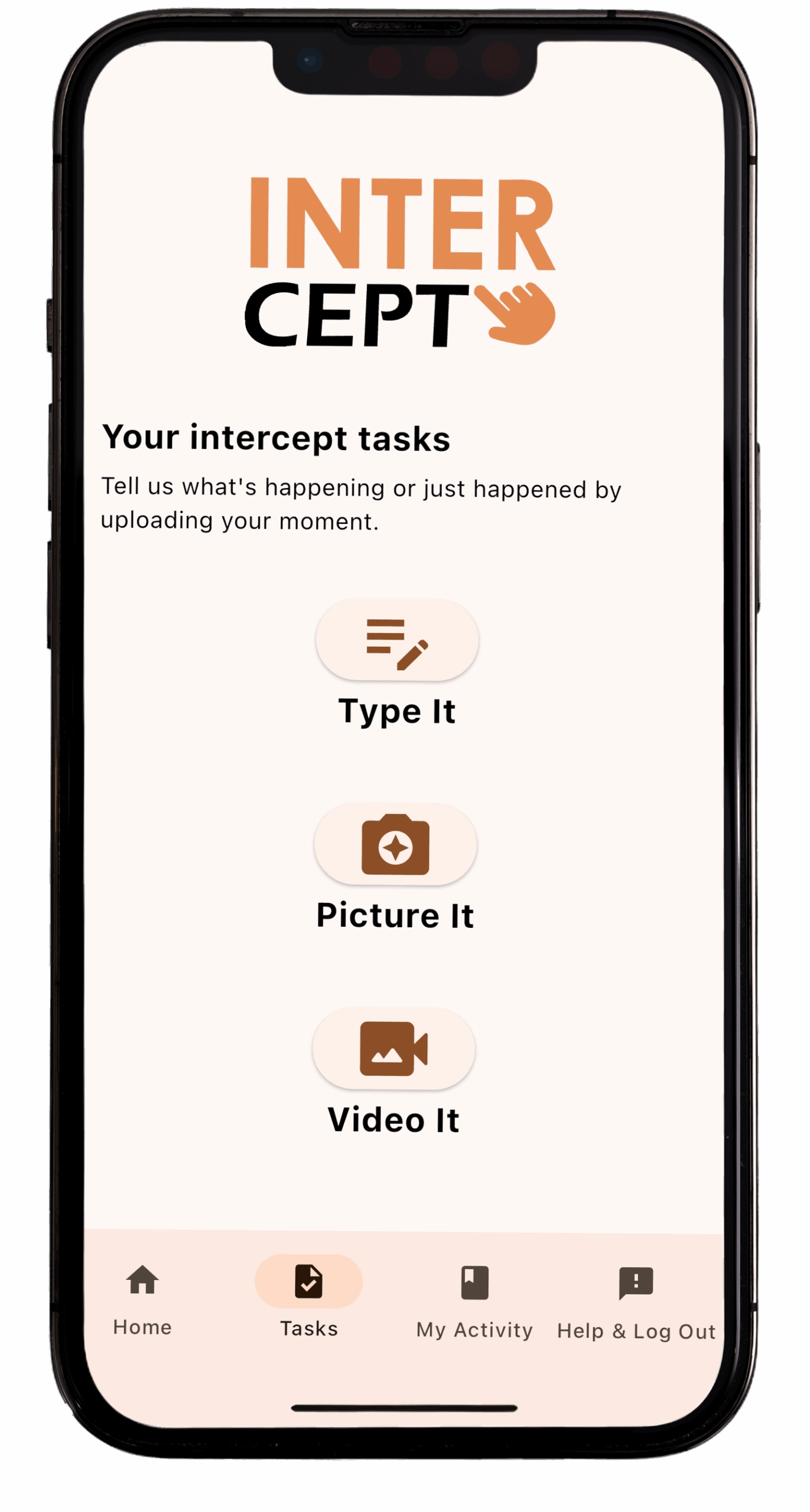 Example of the Intercept app on a smart phone.